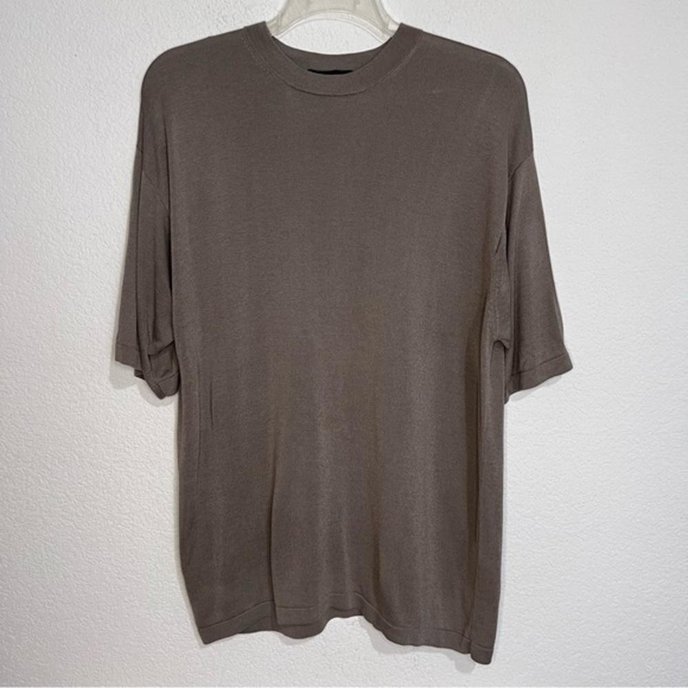 Baracuta Taupe Crew Neck Short Sleeve Knit Sweater XL